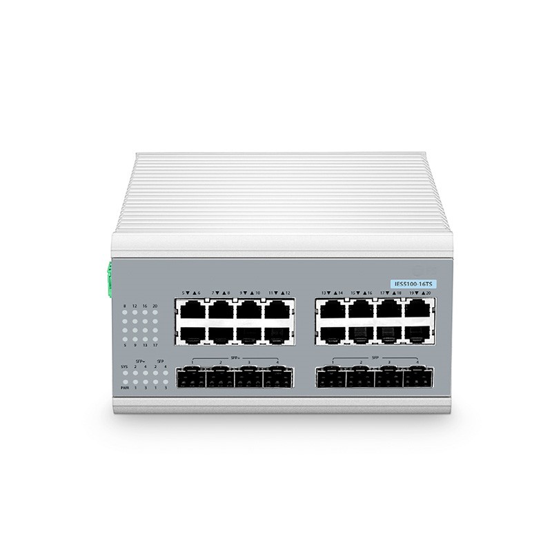 IES5100-16TS, 16-Port Gigabit Ethernet L3 Managed Industrial Switch, 16 x 10/100/1000BASE-T, with 4 x 1Gb SFP and 4 x 10